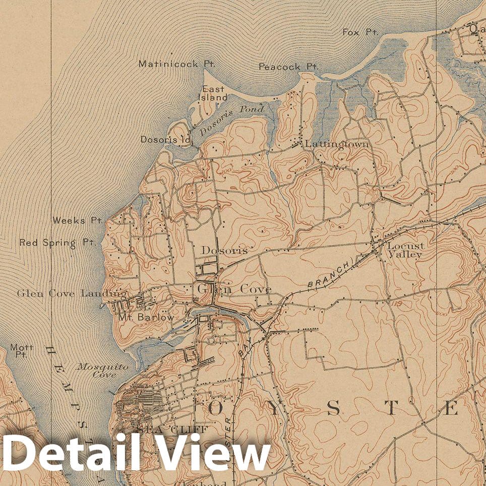 Historic Map : USGS 7.5 Minute Sheets and Quadrangles, Oyster Bay 1918 Topographic Map , Vintage Wall Art