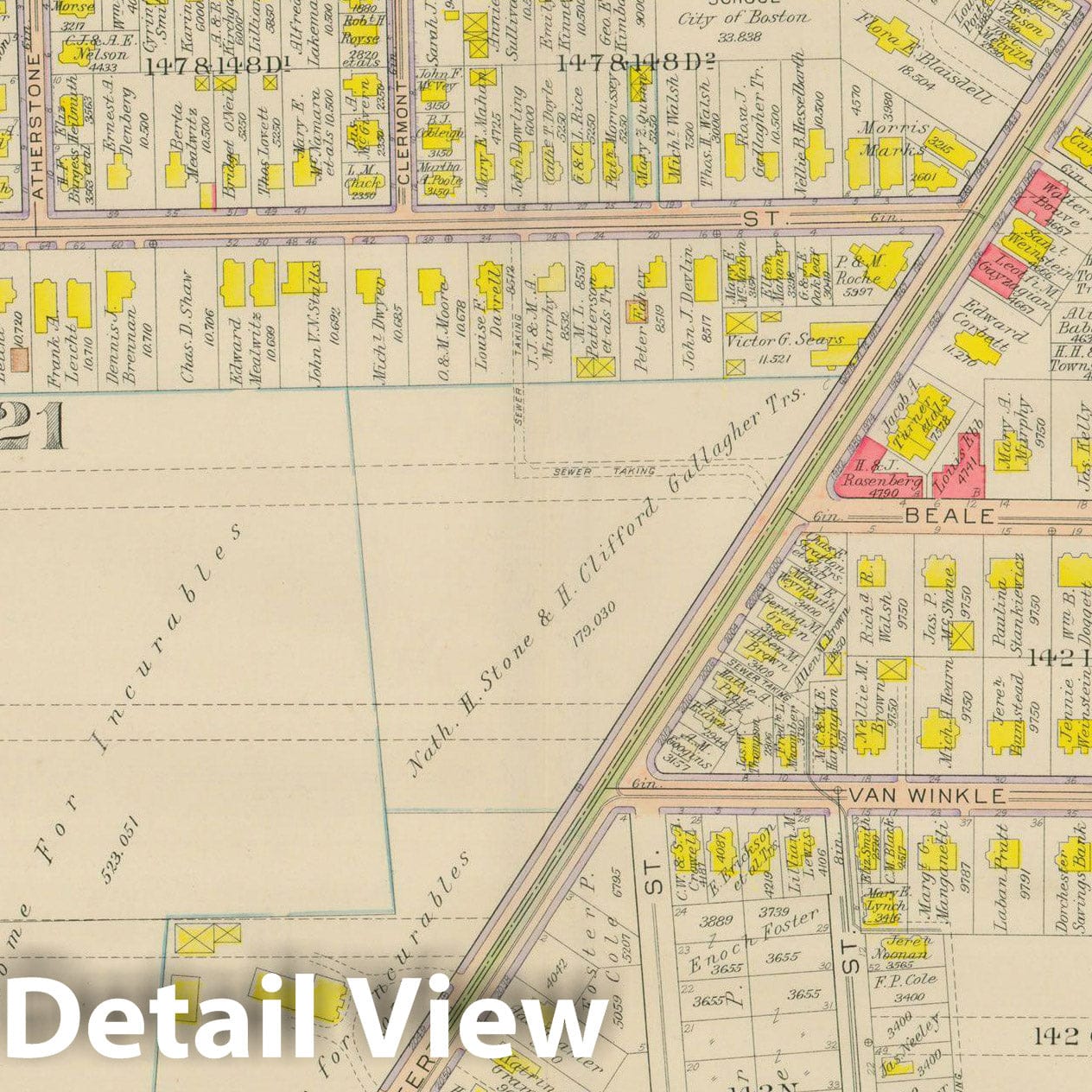 Historic Map : Atlas City of Boston, Dorchester, Dorchester 1918 Plate 028 , Vintage Wall Art