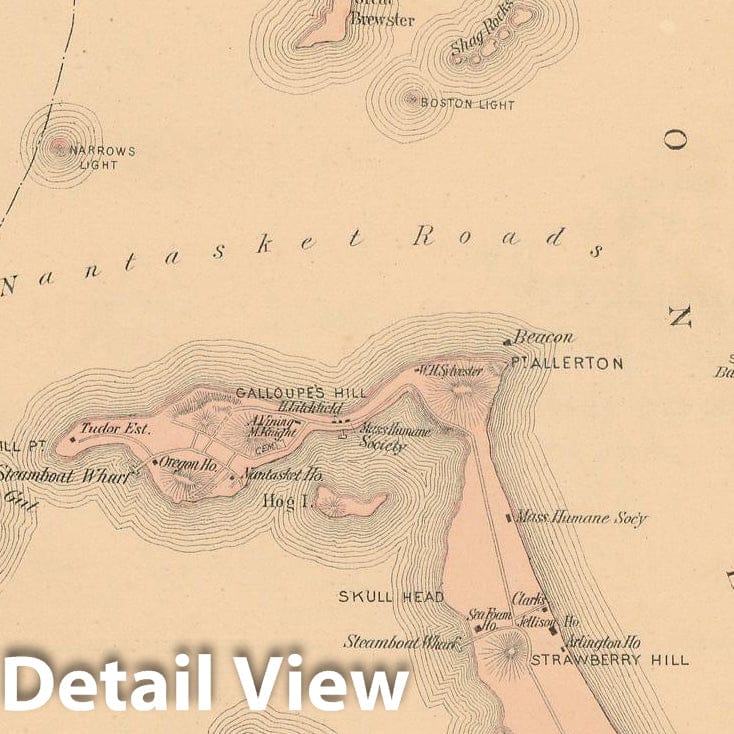 Historic Map : Atlas of Plymouth County Massachusetts, Hull 1879 , v3, Vintage Wall Art
