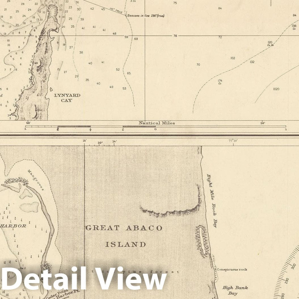 Historic Map : Coastal Charts - Pelican Harbor & Great Abaco Island S. Extremity 1941 , Vintage Wall Art