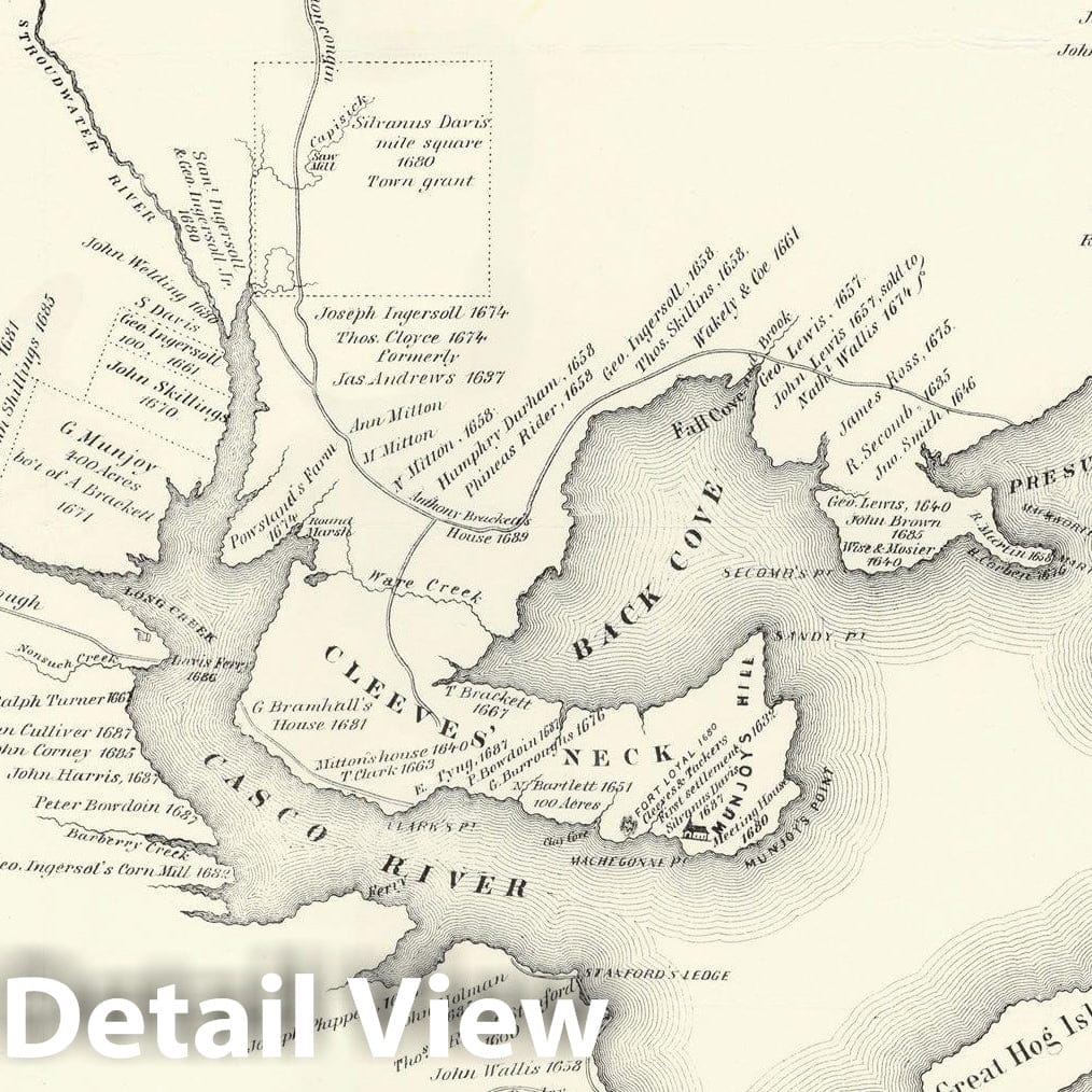 Historic Map : Portland, Portland 1690 , Vintage Wall Art