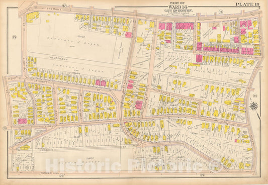 Historic Map : Atlas City of Boston, Roxbury, Roxbury 1915 Plate 018 , Vintage Wall Art