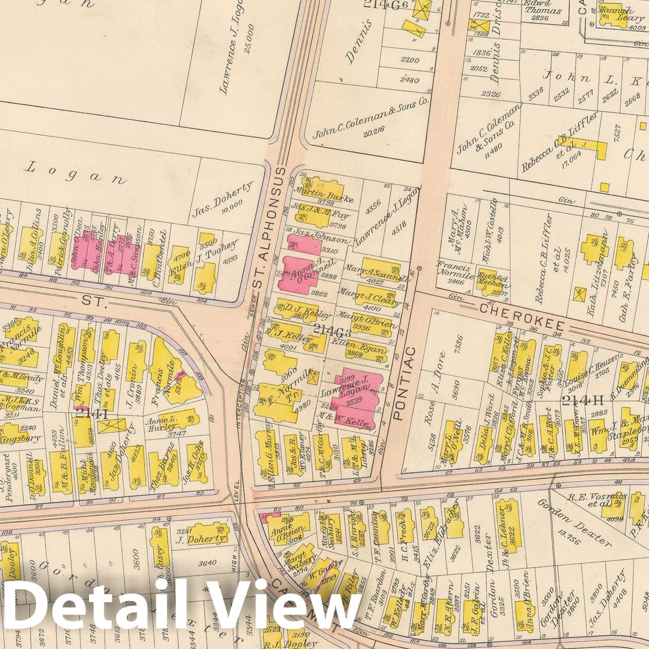 Historic Map : Atlas City of Boston, Roxbury, Roxbury 1915 Plate 018 , Vintage Wall Art