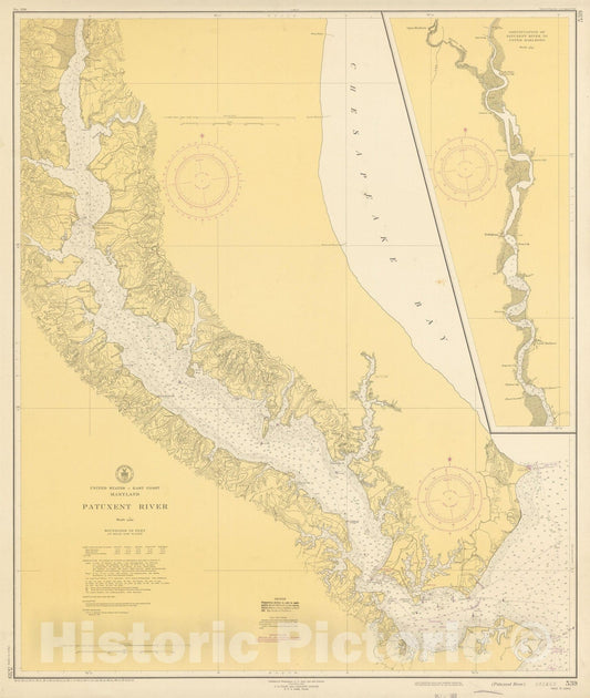 Historic Map : Coastal Charts - Maryland: Patuxent River 1951 , Vintage Wall Art