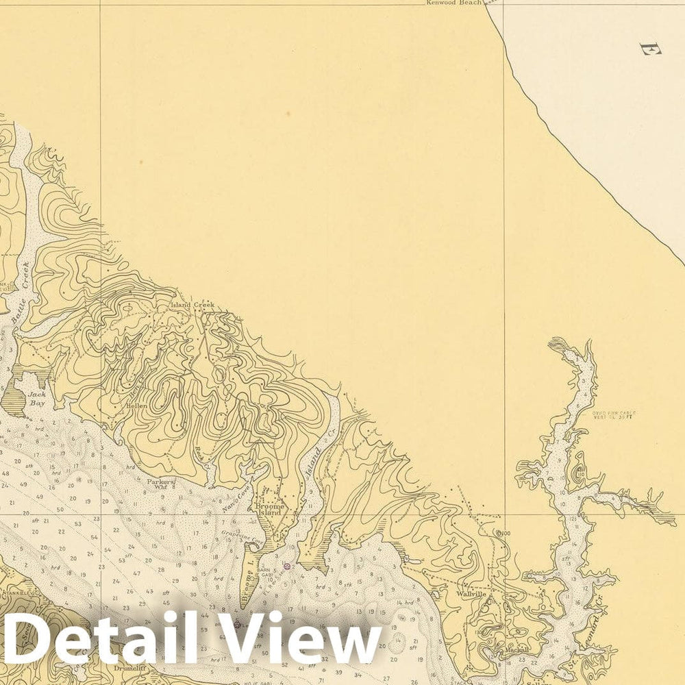 Historic Map : Coastal Charts - Maryland: Patuxent River 1951 , Vintage Wall Art