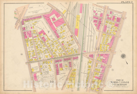 Historic Map : Atlas City of Boston, Roxbury, Roxbury 1915 Plate 007 , Vintage Wall Art