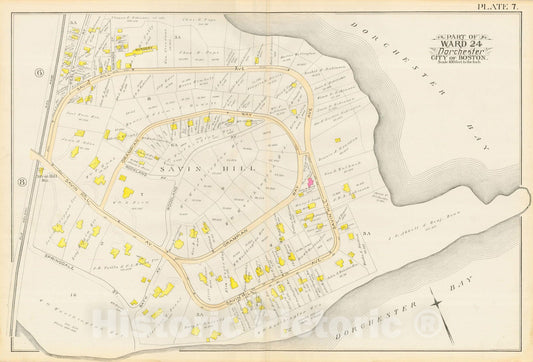 Historic Map : Atlas City of Boston, Vol. 5, Dorchester, Dorchester 1889 Plate 007 , Vintage Wall Art