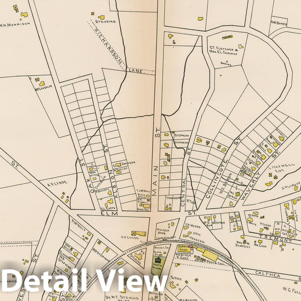 Historic Map : Atlas of Middlesex County, Massachusetts, Stoneham 1889 , Vintage Wall Art