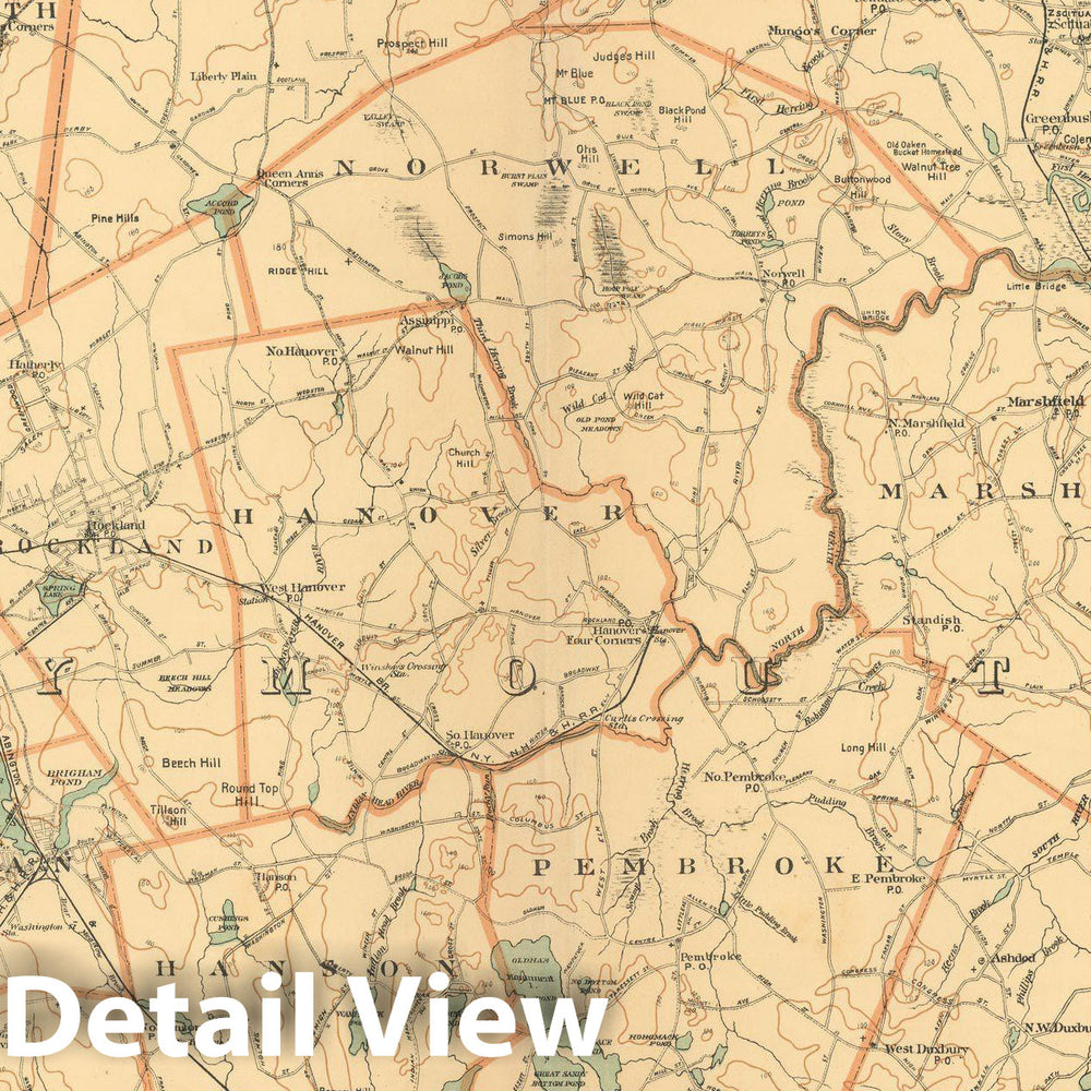 Historic Map : Atlas of Mass, Brockton & Duxbury & Hanover & Hingham & Marshfield & Norwell & Pembroke & Scituate 1904 Plate 006 , Vintage Wall Art