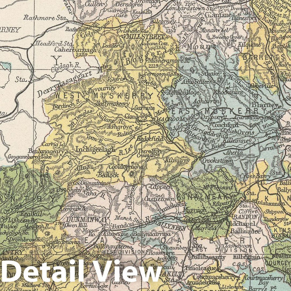 Historic Map : Irish County Maps, Cork 1900 , Vintage Wall Art