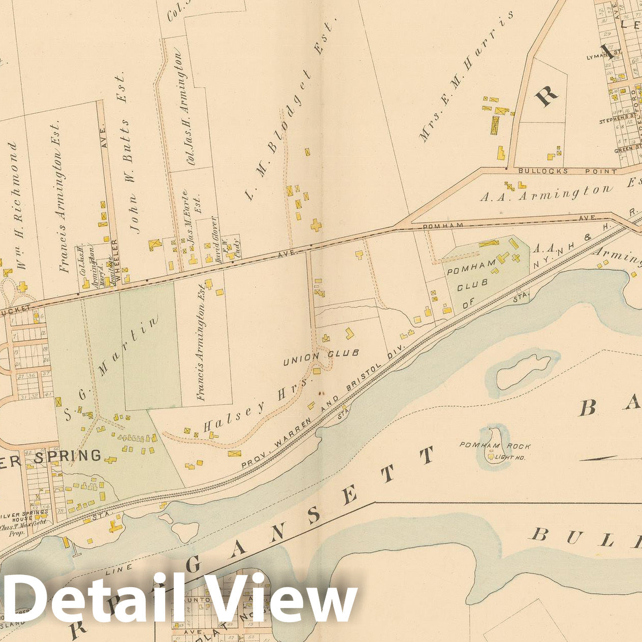 Historic Map : Atlas of Providence County, East Providence 1895 Plate 003 , Vintage Wall Art