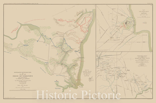 Historic Map : Civil War Atlas of the Union and Confederate Armies, Battles in MS, TN & VA 1895 , Vintage Wall Art