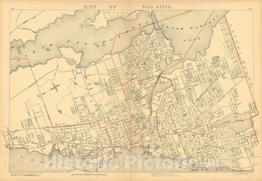 Historic Map : Atlas of Massachusetts, Fall River 1904 , Vintage Wall Art