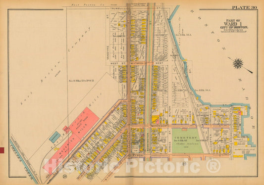 Historic Map : Atlas City of Boston: Charlestown and East Boston, East Boston 1922 Plate 030 , Vintage Wall Art