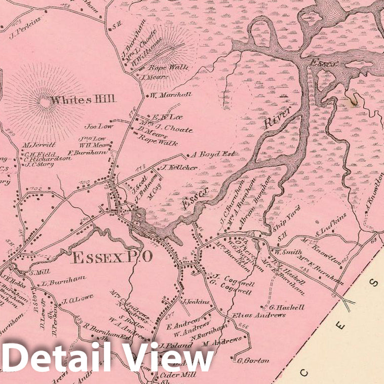 Historic Map : Atlas of Essex County Massachusetts, Essex 1872 , v3, Vintage Wall Art