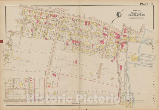 Historic Map : Atlas of Staten Island, Borough of Richmond, Vol 1, Staten Island 1917 Plate 008 , Vintage Wall Art