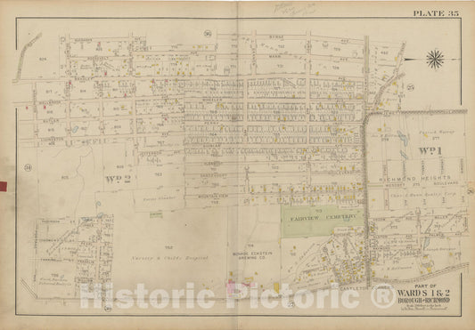 Historic Map : Atlas of Staten Island, Borough of Richmond, Vol 1, Staten Island 1917 Plate 035 , Vintage Wall Art