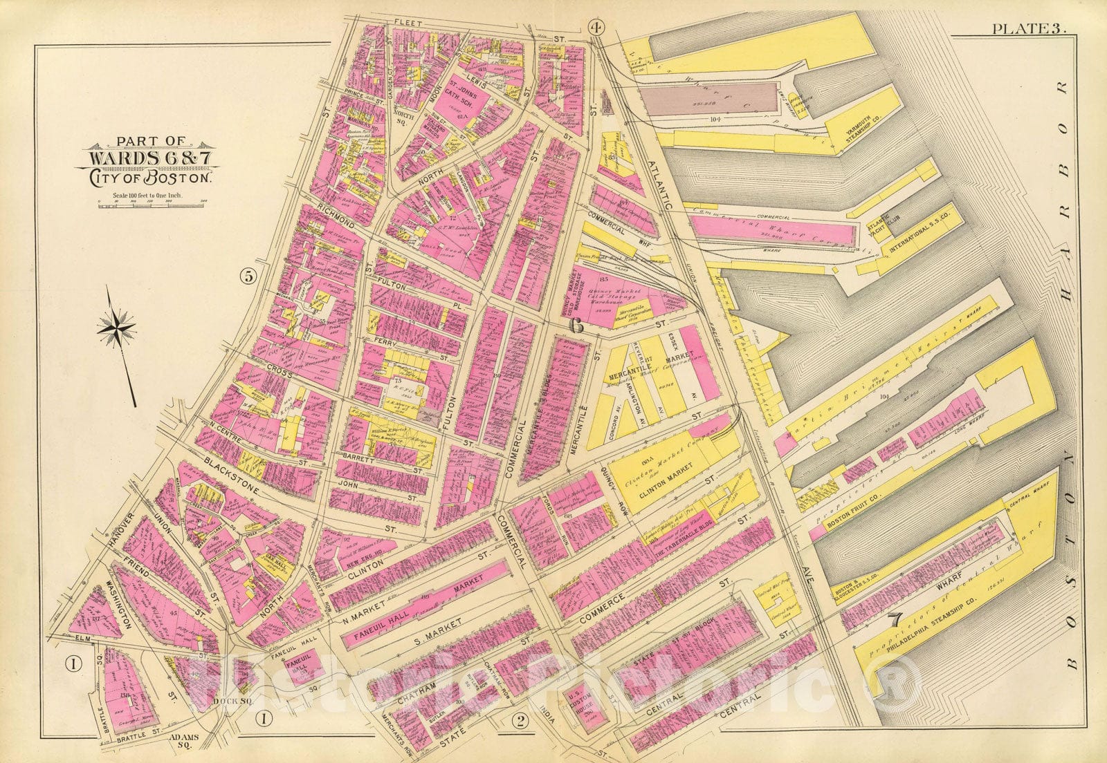 Historic Map : Boston 1895 Plate 003 , Atlas City of Boston Proper & Roxbury , Vintage Wall Art