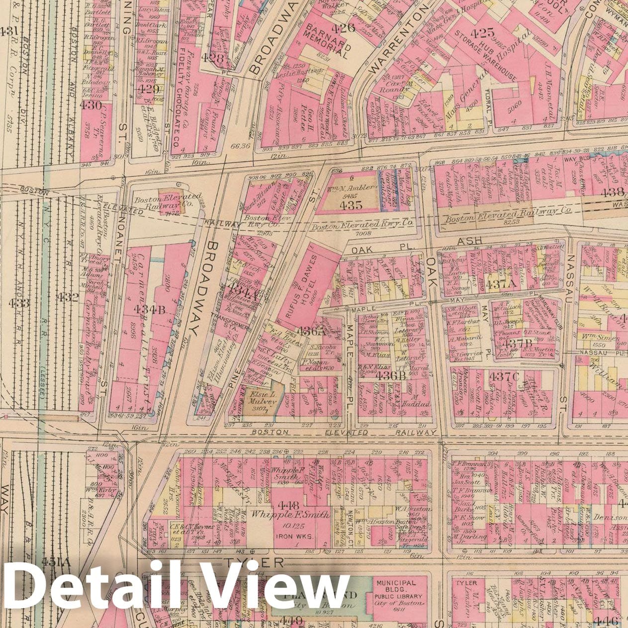 Historic Map : Atlas City of Boston, Boston Proper and Back Bay, Boston 1922 Plate 014 , Vintage Wall Art