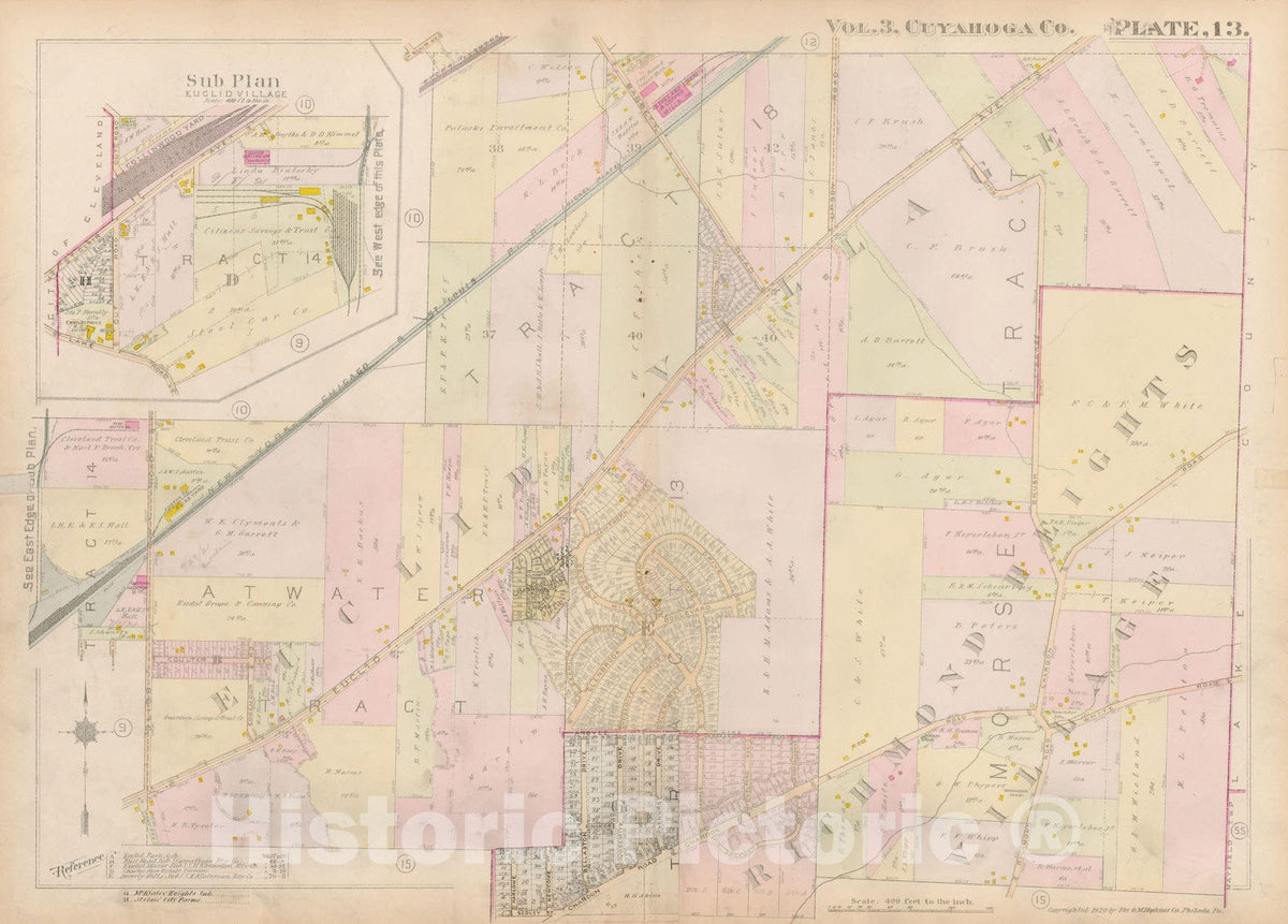 Historic Map : Plat Book of The City of Cleveland, Vol. Three, Cleveland 1920 Plate 013 , Vintage Wall Art