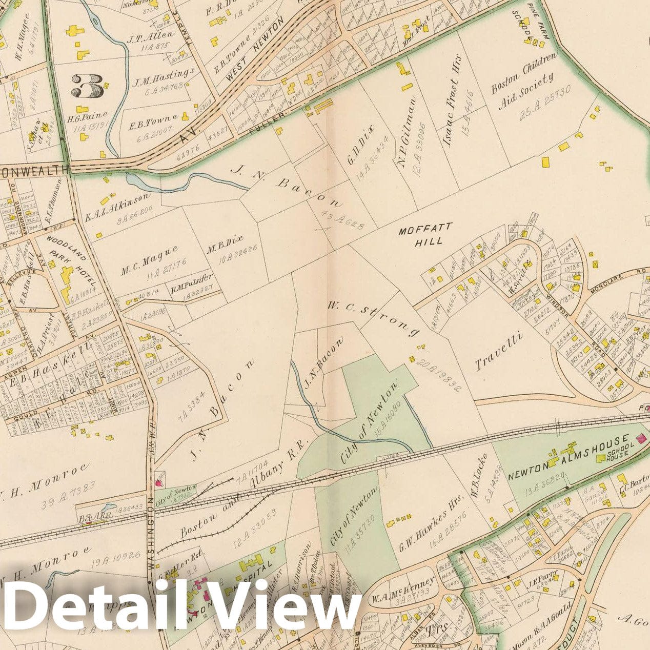 Historic Map : Atlas of Middlesex County, MA Vol. 1, Newton 1900 Plate 042 , Vintage Wall Art