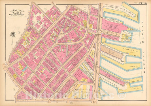 Historic Map : Atlas City of Boston, Boston 1912 Plate 008 , Vintage Wall Art