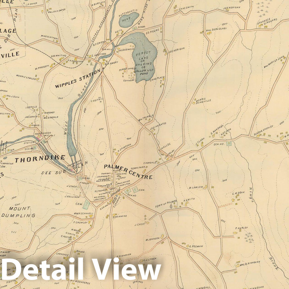 Historic Map : Atlas of Hampden County, Massachusetts, Palmer 1894 , v2, Vintage Wall Art