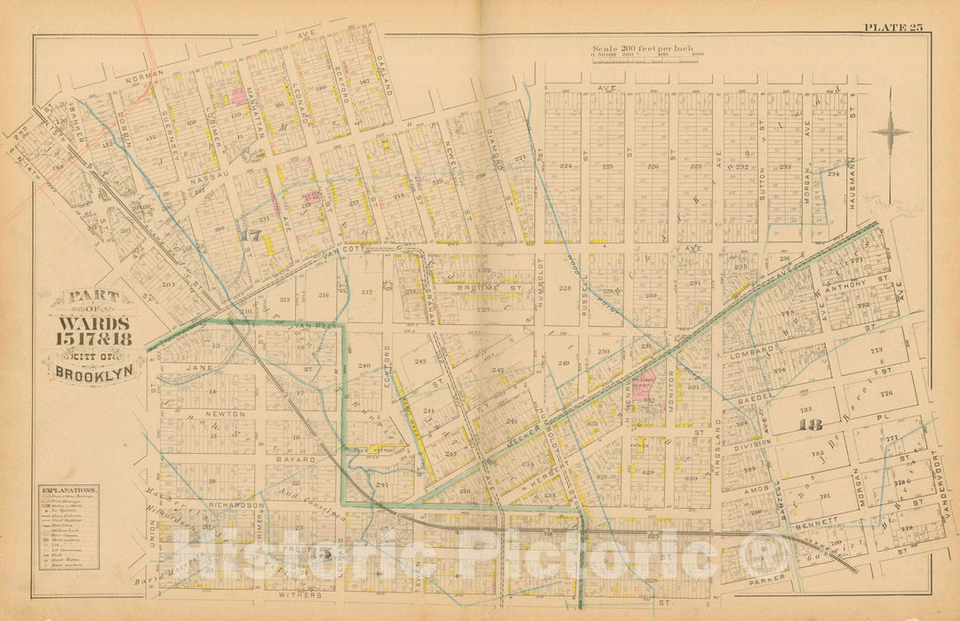 Historic Map : Atlas Entire City of Brooklyn Complete in One Volume, Brooklyn 1880 Plate 025 , Vintage Wall Art