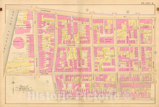 Historic Map : Atlas City of Boston, City Proper, Vol. I, Boston 1888 Plate 003 , Vintage Wall Art