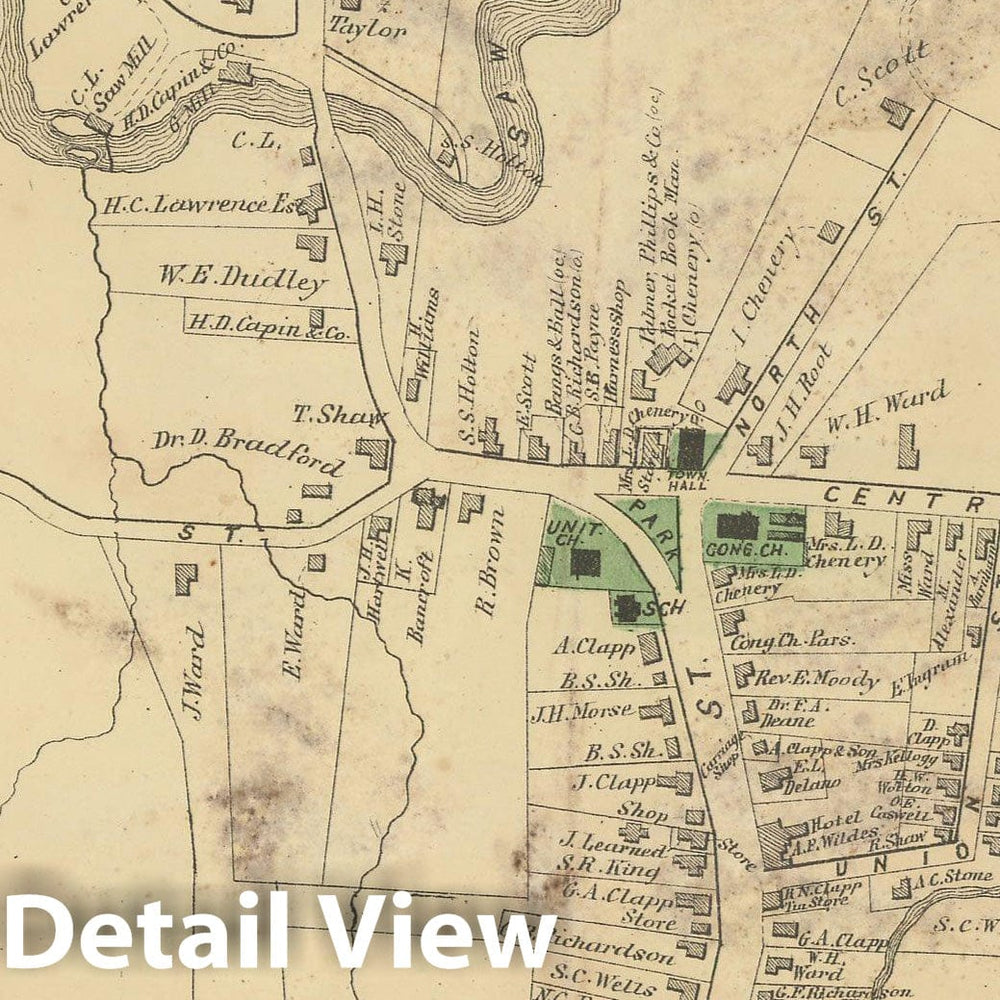 Historic Map : Atlas of Franklin Co. Massachusetts, Montague 1871 , v2, Vintage Wall Art