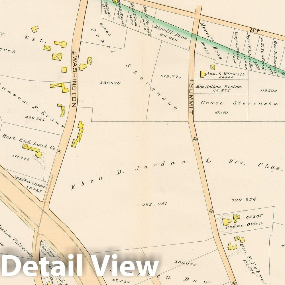 Historic Map : Atlas Town of Brookline, Brookline 1888 Plate R , Vintage Wall Art