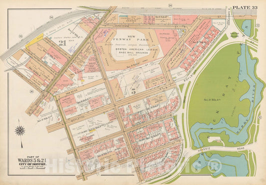 Historic Map : Atlas City of Boston, Boston 1938 Plate 033 , Vintage Wall Art