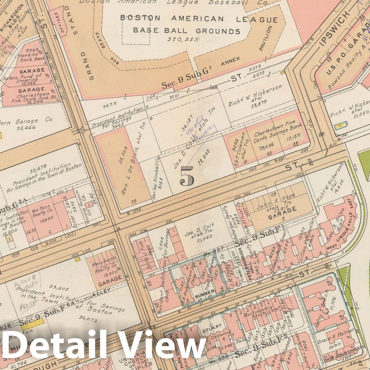 Historic Map : Atlas City of Boston, Boston 1938 Plate 033 , Vintage Wall Art