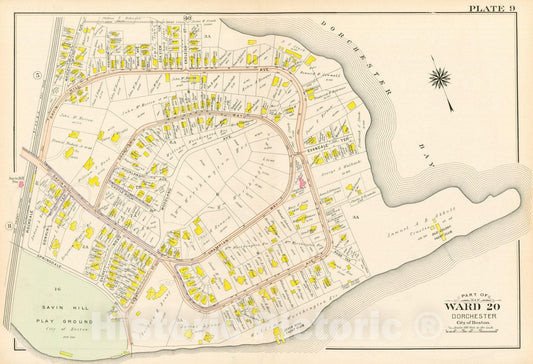 Historic Map : Atlas City of Boston, Vol. 5, Dorchester, 4th Ed., Dorchester 1904 Plate 009 , Vintage Wall Art