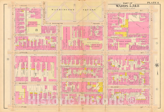 Historic Map : Philadelphia 1908 Plate 008 , Vintage Wall Art