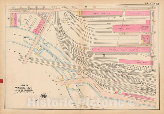 Historic Map : Atlas City of Boston, Boston Proper and Back Bay, Boston 1922 Plate 013 , Vintage Wall Art