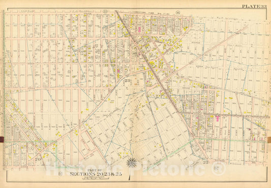Historic Map : Vol. 2, Brooklyn 1907 Plate 033 , Atlas Borough of Brooklyn , Vintage Wall Art