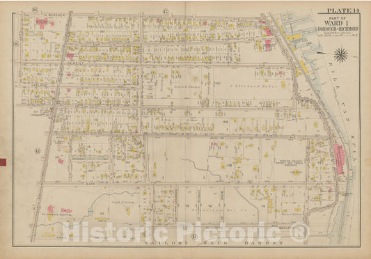Historic Map : Atlas of Staten Island, Borough of Richmond, Vol 1, Staten Island 1917 Plate 014 , Vintage Wall Art
