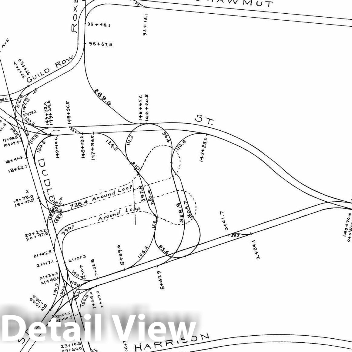 Historic Map : Boston Elevated Railway Track Plans, Roxbury 1899-1915 Plate 006 , Vintage Wall Art