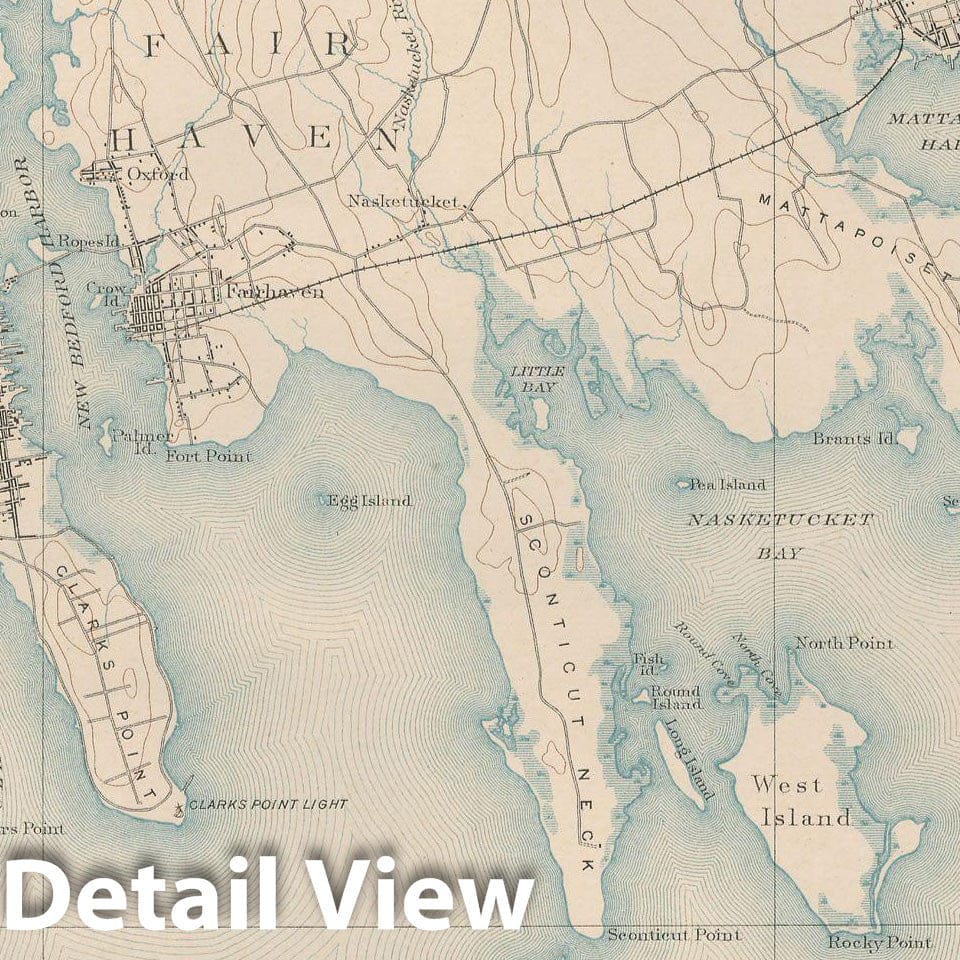 Historic Map : Atlas of Massachusetts, Dartmouth & Fairhaven & Mattapoisett & New Bedford 1890 Page 41 , Vintage Wall Art