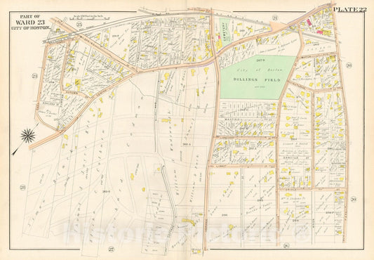 Historic Map : West Roxbury, & Roslindale, 1905 Plate 022 , Vintage Wall Art