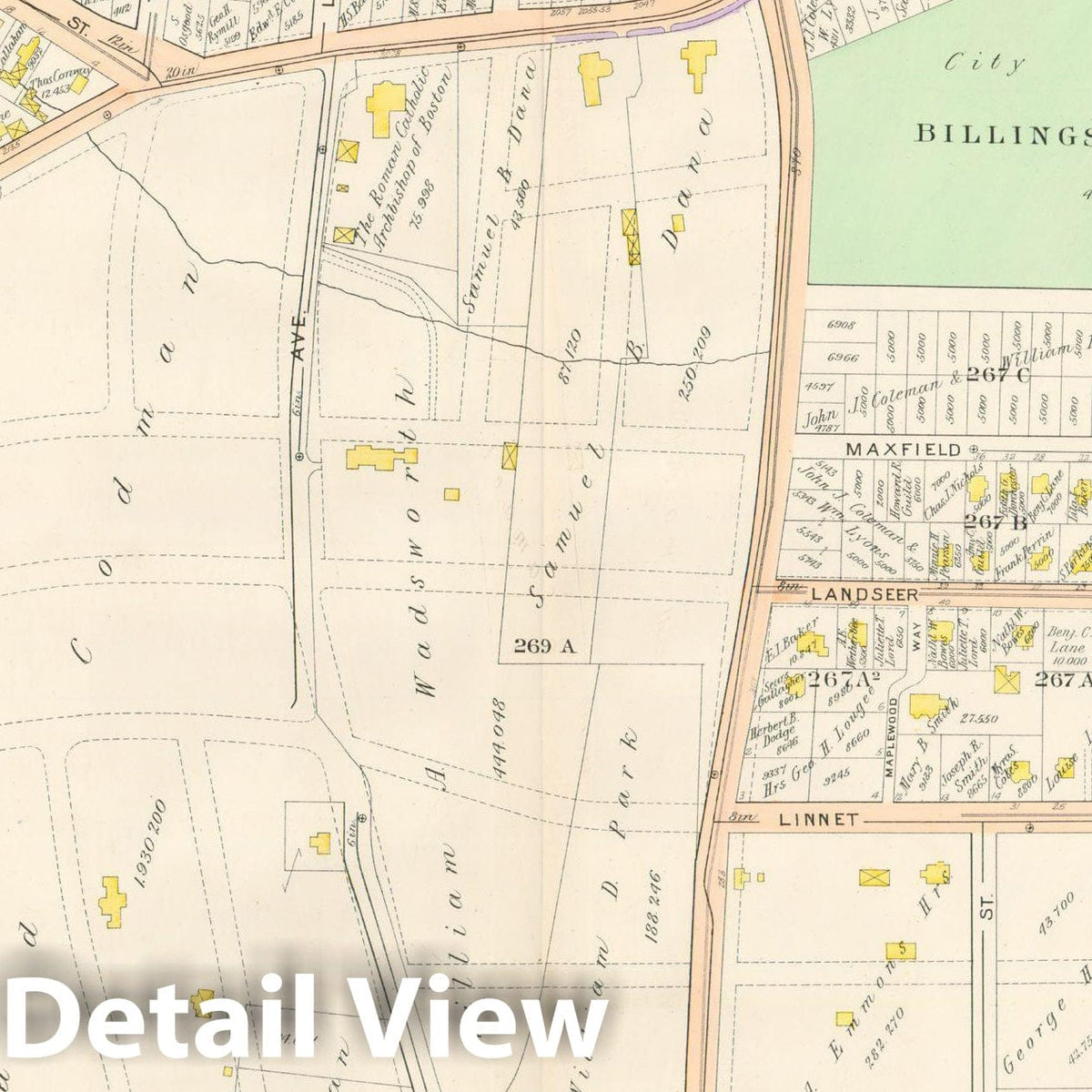 Historic Map : West Roxbury, & Roslindale, 1905 Plate 022 , Vintage Wall Art
