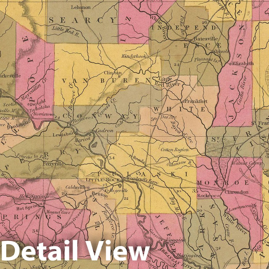 Historic Map : Arkansas 1847 , A New Universal Atlas of the World , Vintage Wall Art