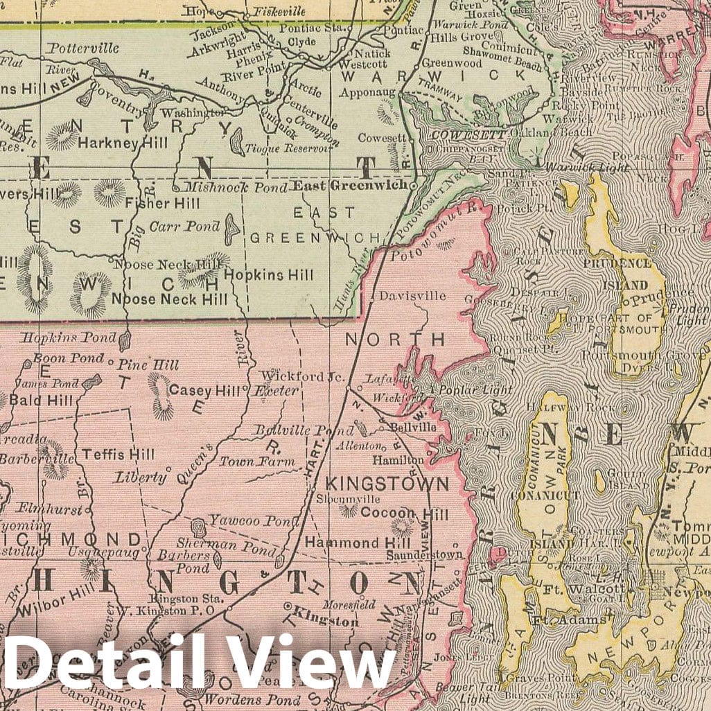Historic Map : Rhode Island 1900 , Universal Atlas World , Vintage Wall Art