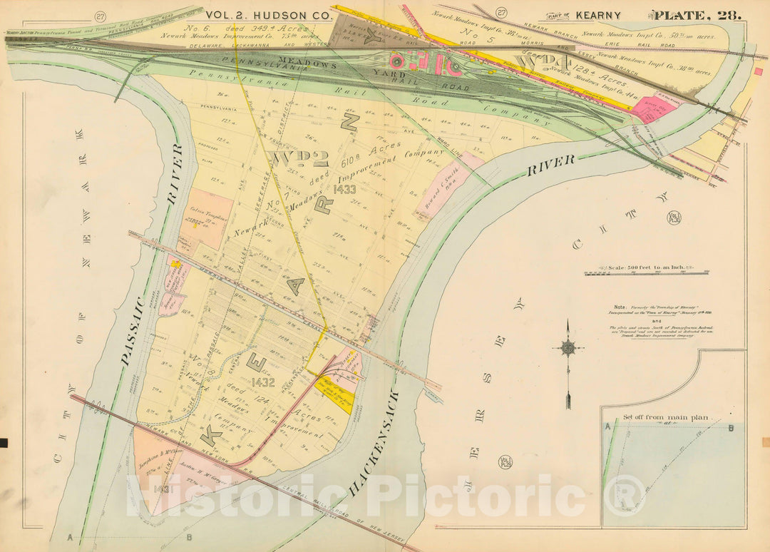 Historic Map : Atlas of Hudson County New Jersey, Kearny 1909 Plate 028 , Vintage Wall Art