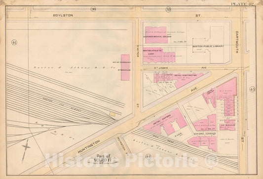 Historic Map : Atlas City of Boston, City Proper, Vol. 2, Boston 1888 Plate 042 , Vintage Wall Art