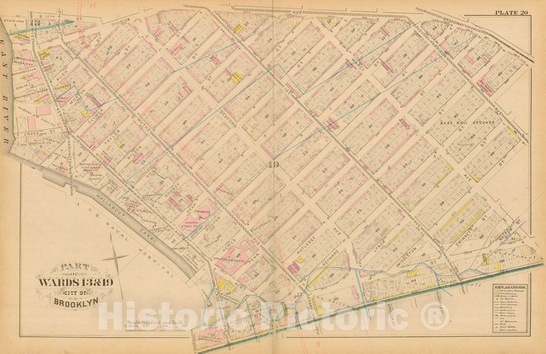 Historic Map : Atlas Entire City of Brooklyn Complete in One Volume, Brooklyn 1880 Plate 020 , Vintage Wall Art