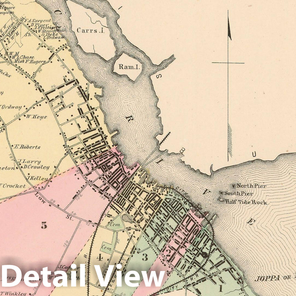 Historic Map : Atlas of Essex County Massachusetts, Newburyport 1872 , Vintage Wall Art