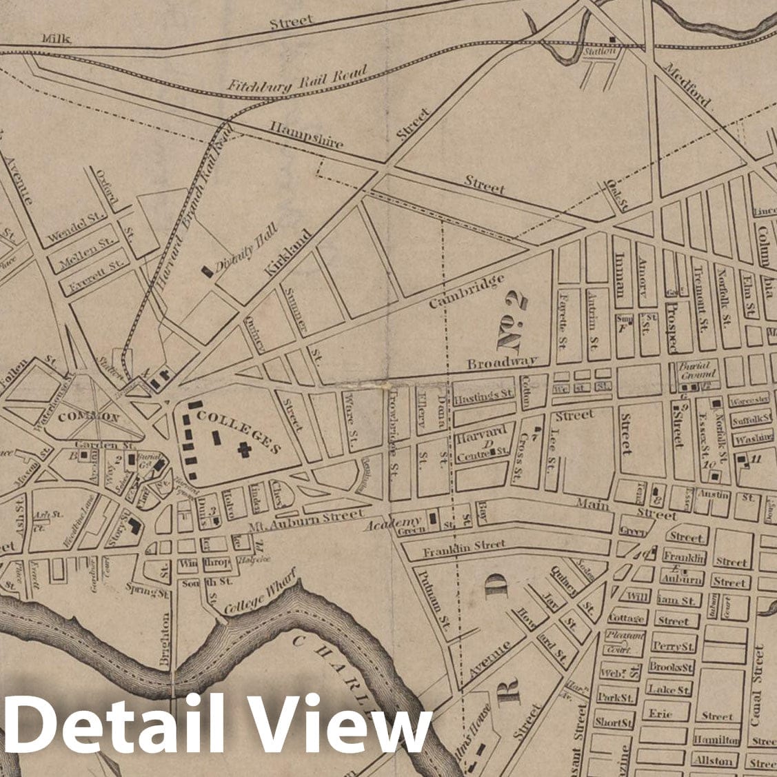 Historic Map : Cambridge 1851 , Vintage Wall Art