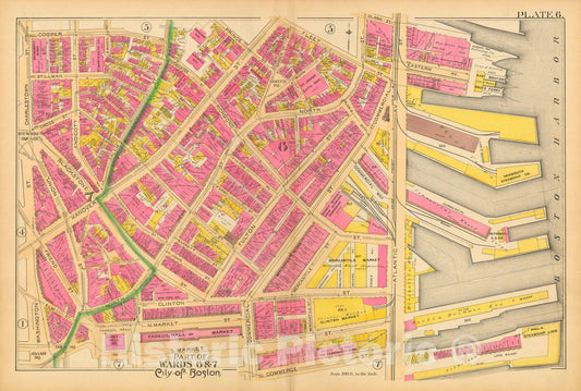 Historic Map : Atlas City of Boston, City Proper and Roxbury, Boston 1890 Plate 006 , Vintage Wall Art